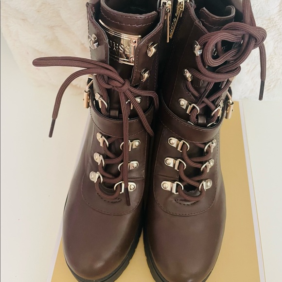 Guess Canaly Platform Combat Boot Dark Brown Size 8 - Picture 4 of 7